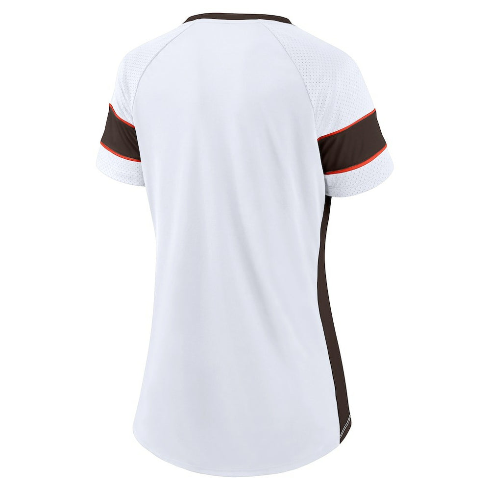 Cleveland Browns Women's Athena Lace-Up V-Neck T-Shirt - White T-shirts