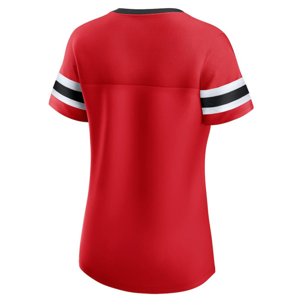 Chicago Blackhawks Fanatics Women's Iconic Athena Lace-Up T-Shirt - Red | US 202683979