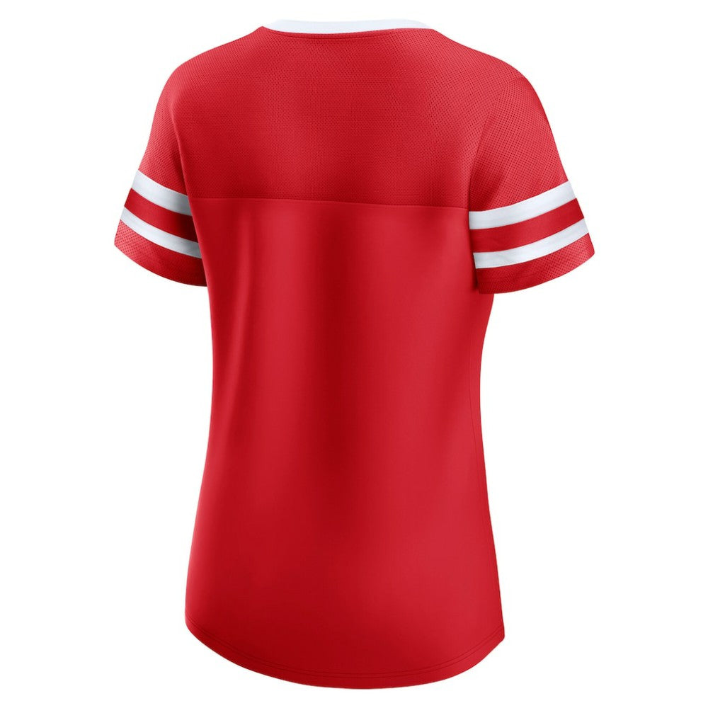 Detroit Red Wings Fanatics Women's Iconic Athena Lace-Up T-Shirt - Red | US 202683986