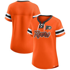 Philadelphia Flyers Fanatics Women's Iconic Athena Lace-Up T-Shirt - Orange | US 202683989