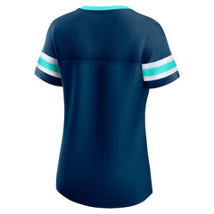 Seattle Kraken Fanatics Women's Iconic Athena Lace-Up T-Shirt - Deep Sea Blue | US 202683991
