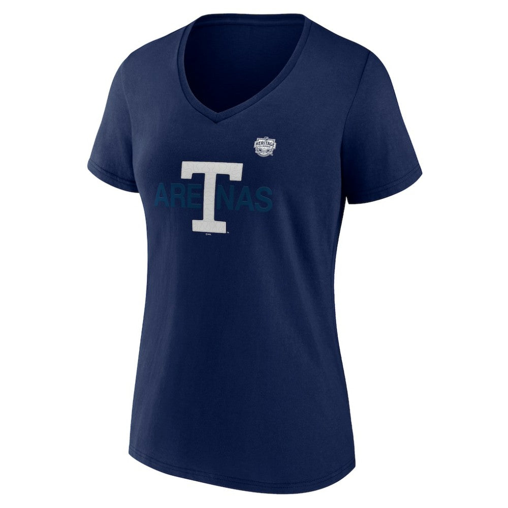 Toronto Maple Leafs Fanatics Women's Primary Logo V-Neck T-Shirt - Navy | US 202684023
