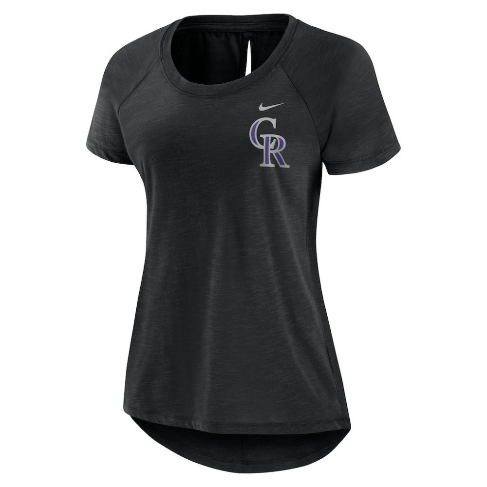 Colorado Rockies Nike Women's Summer Breeze Raglan Fashion T-Shirt - Heather Black T-shirts
