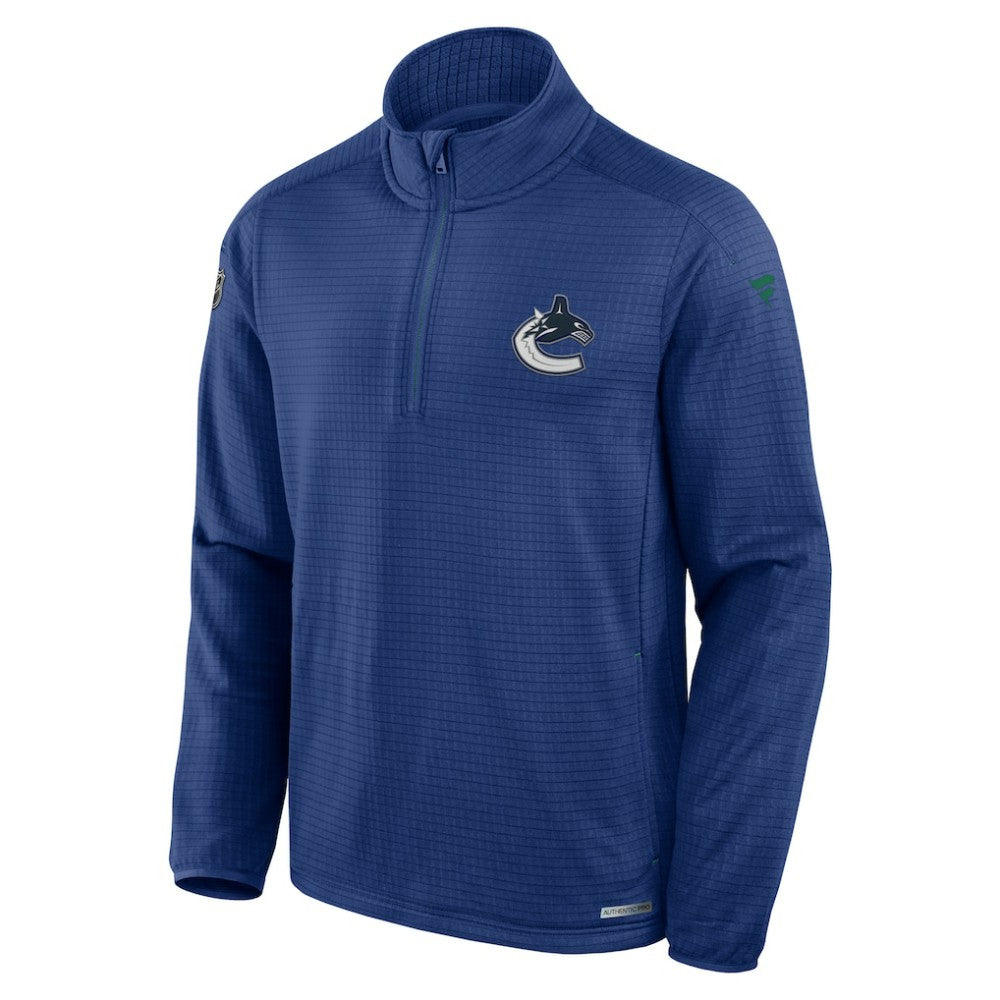 Vancouver Canucks Fanatics Authentic Pro Rink Quarter-Zip Top - Blue | US 202684885