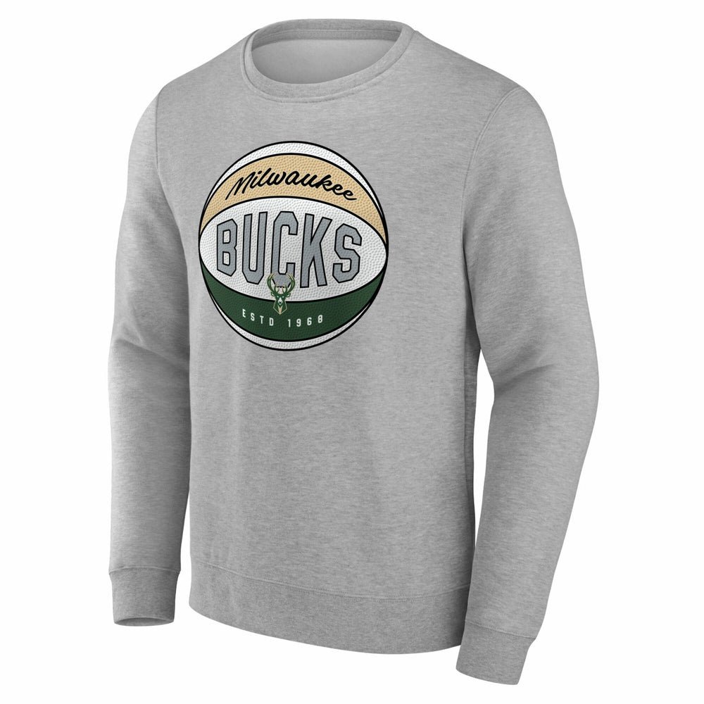 Milwaukee Bucks True Classics Hard Color Fleece Pullover Sweatshirt Gray - Fanatics