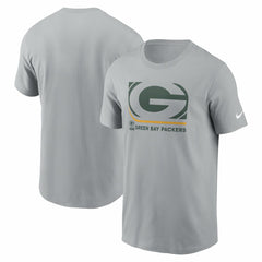 Green Bay Packers Lockup Essential T-Shirt - Gray T-shirts