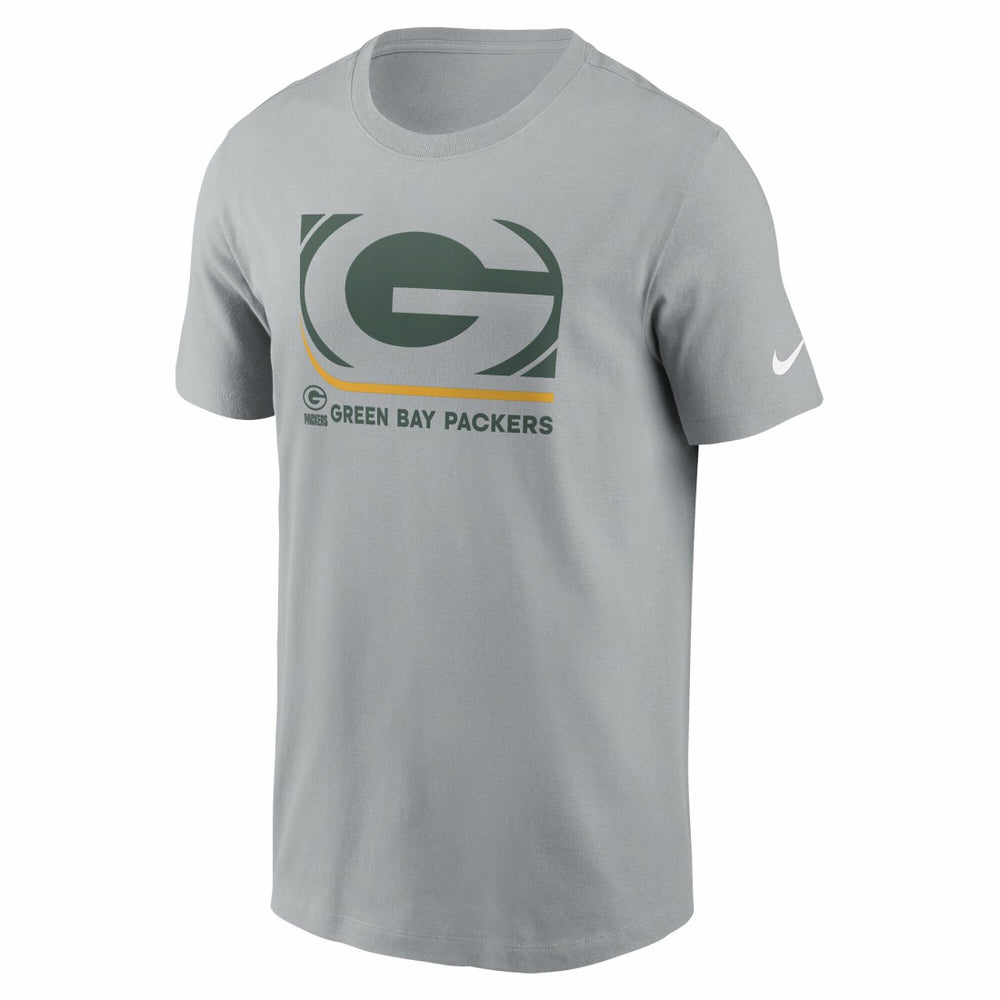 Green Bay Packers Lockup Essential T-Shirt - Gray T-shirts