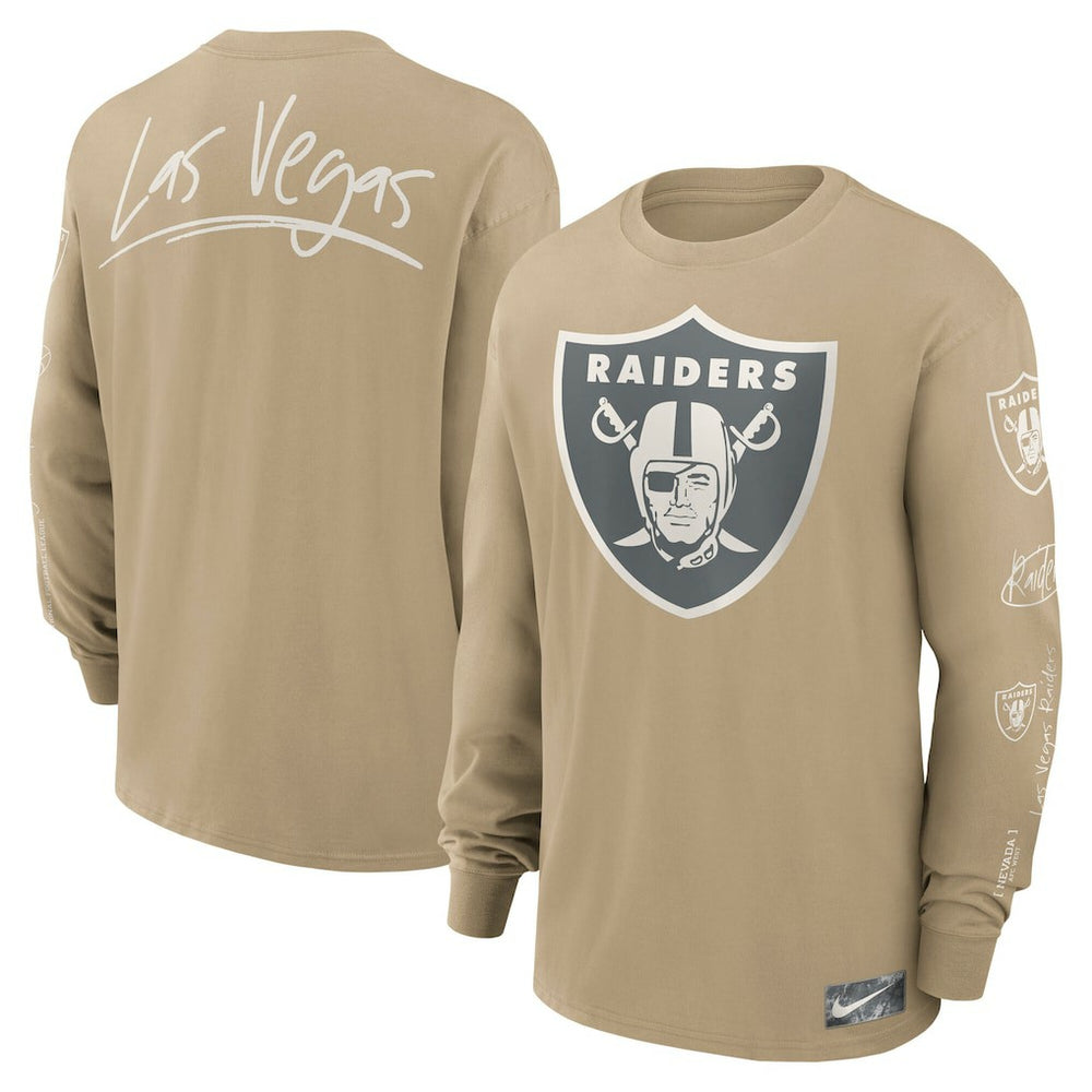 Las Vegas Raiders Essential Statement Max90 Long Sleeve T-Shirt - Tan T-shirts