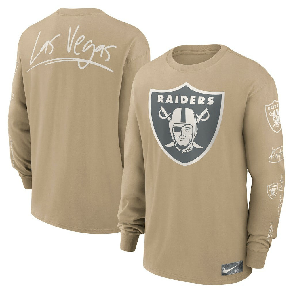 Las Vegas Raiders Essential Statement Max90 Long Sleeve T-Shirt - Tan T-shirts
