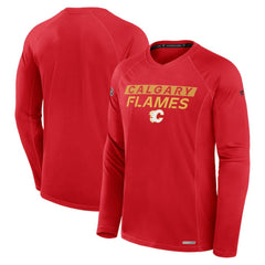 Calgary Flames Fanatics Authentic Pro Rink Tech Raglan Long Sleeve T-Shirt - Red | US 202688461