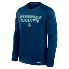 Seattle Kraken Fanatics Authentic Pro Rink Tech Raglan Long Sleeve T-Shirt - Deep Sea Blue | US 202688480