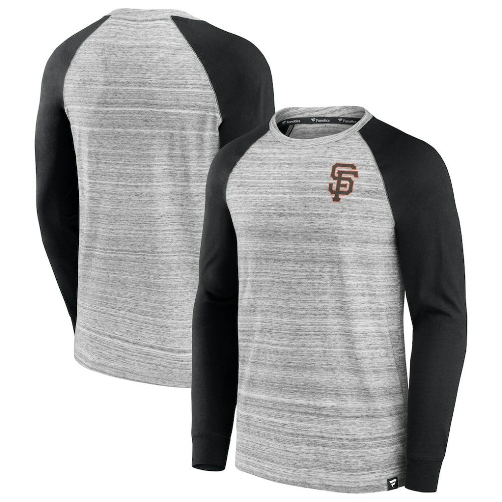 San Francisco Giants Fanatics Iconic Streaky Raglan Long Sleeve T-Shirt - Gray/Black T-shirts