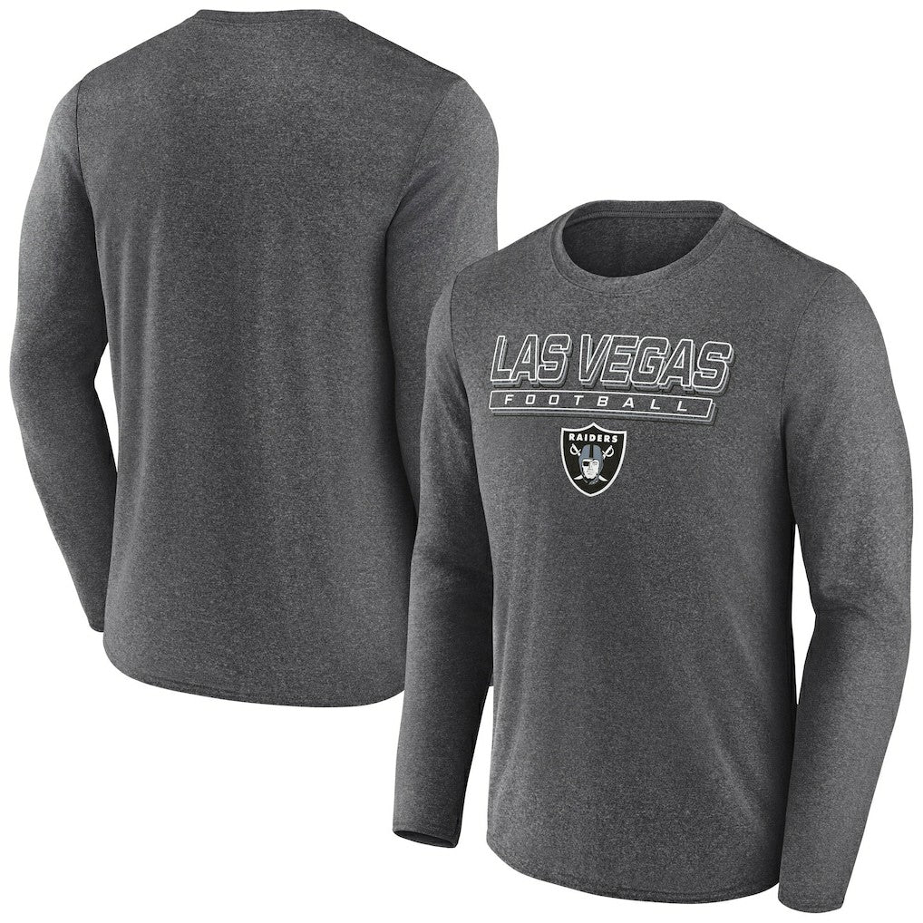 Las Vegas Raiders Fundamentals Long Sleeve T-Shirt - Heather Charcoal T-shirts