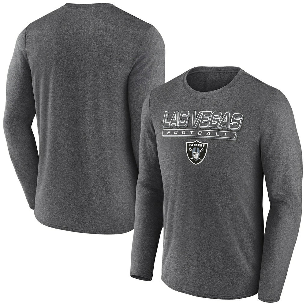 Las Vegas Raiders Fundamentals Long Sleeve T-Shirt - Heather Charcoal T-shirts