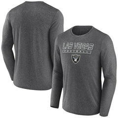 Las Vegas Raiders Fundamentals Long Sleeve T-Shirt - Heather Charcoal T-shirts