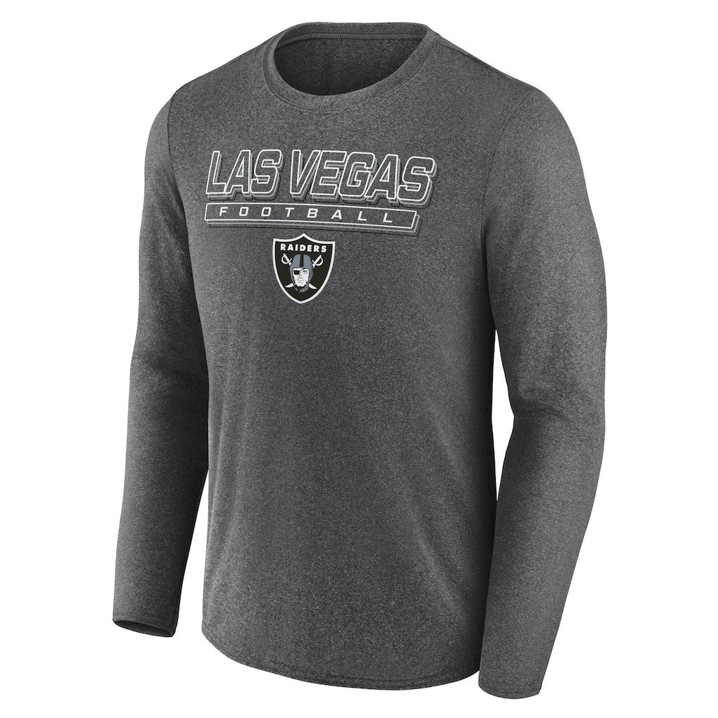Las Vegas Raiders Fundamentals Long Sleeve T-Shirt - Heather Charcoal T-shirts