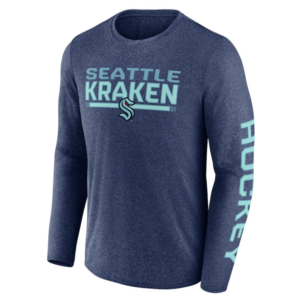 Seattle Kraken Fanatics Sweep Iconic Synthetic Long Sleeve T-Shirt - Heather Deep Sea Blue | US 202688594