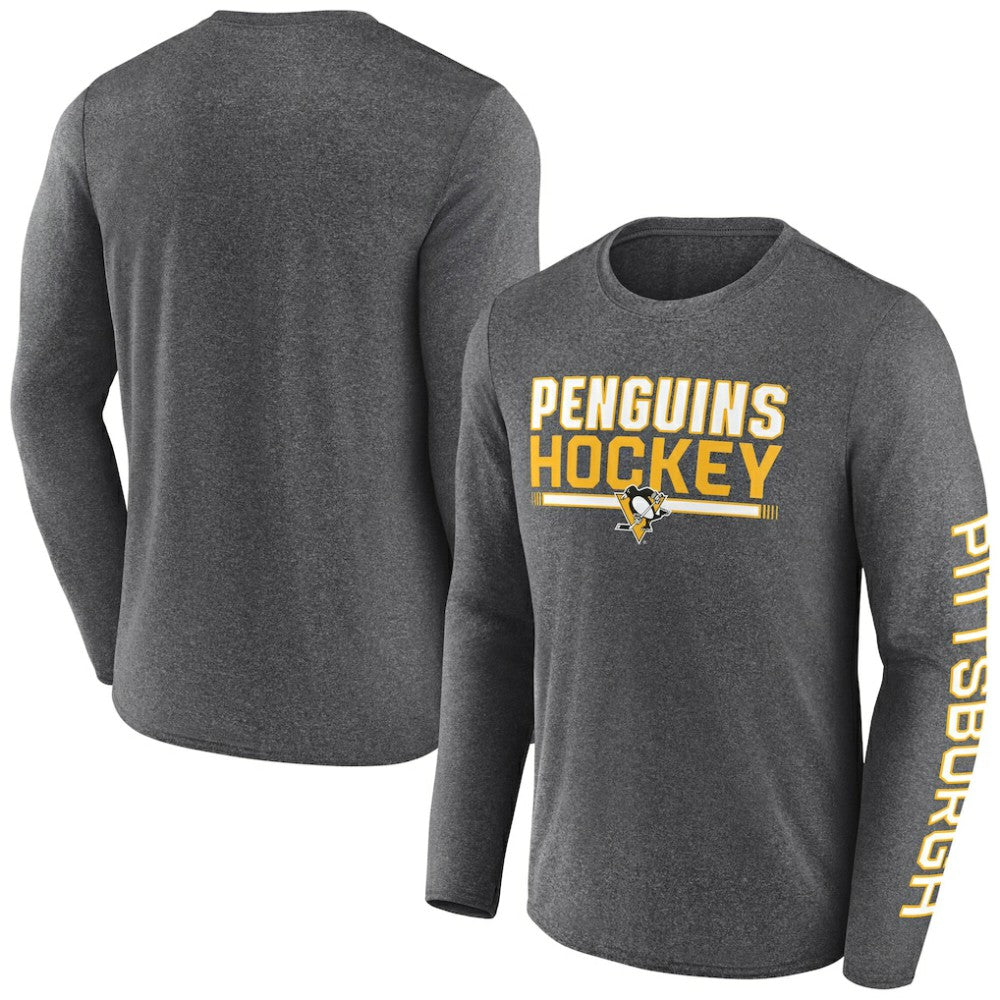 Pittsburgh Penguins Fanatics Sweep Iconic Synthetic Long Sleeve T-Shirt - Heather Charcoal | US 202688597