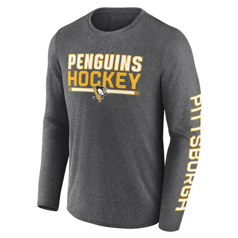Pittsburgh Penguins Fanatics Sweep Iconic Synthetic Long Sleeve T-Shirt - Heather Charcoal | US 202688597