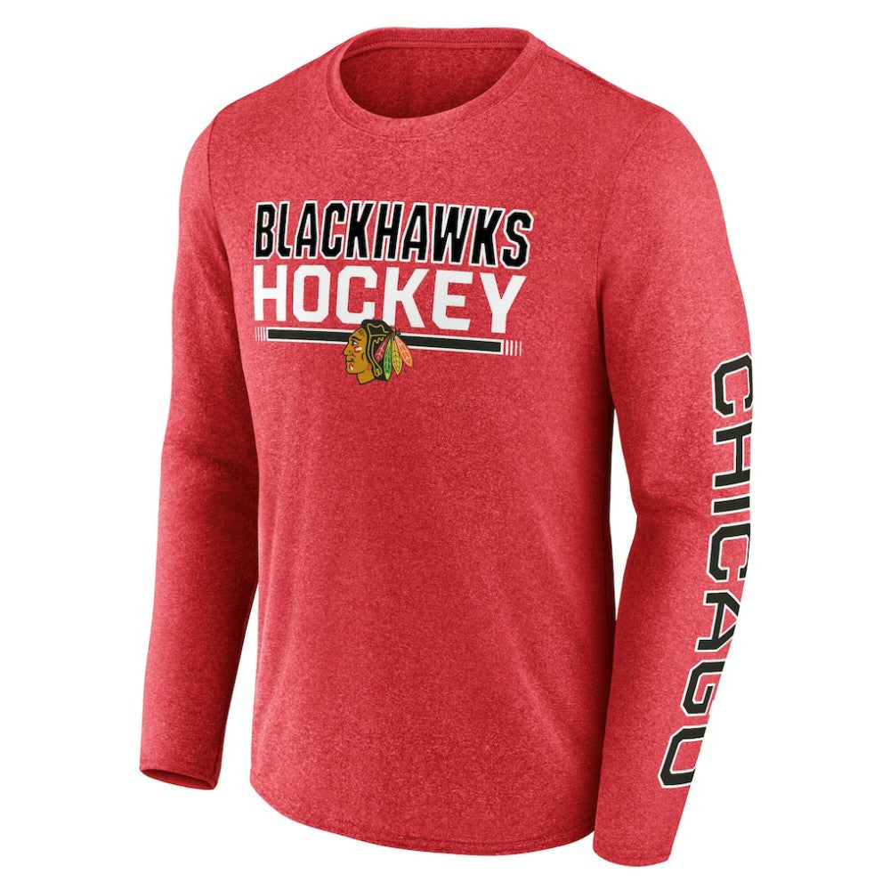 Chicago Blackhawks Fanatics Sweep Iconic Synthetic Long Sleeve T-Shirt - Heather Red | US 202688600