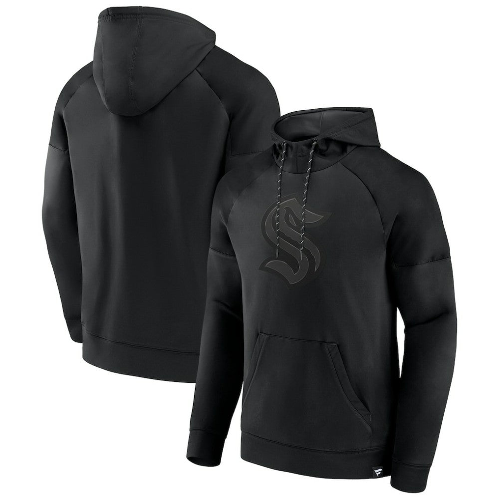 Seattle Kraken Fanatics Black Ice Defender Raglan Pullover Hoodie | US 202689251