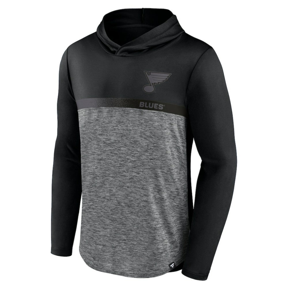 St. Louis Blues Fanatics Iconic Defender Pullover Hoodie - Black/Heather Charcoal | US 202689272