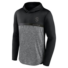 Seattle Kraken Fanatics Iconic Defender Pullover Hoodie - Black/Heather Charcoal | US 202689274