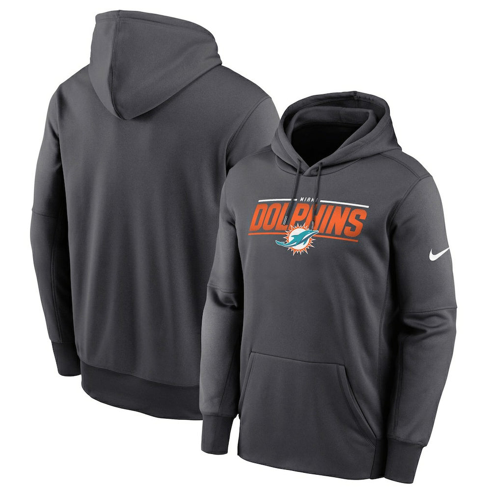 Miami Dolphins Team Muscle Performance Fleece Pullover Hoodie - Anthracite Hoodies