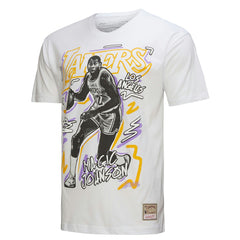 Magic Johnson Los Angeles Lakers Hardwood Classics Chalked Up T-Shirt White - Mitchell & Ness