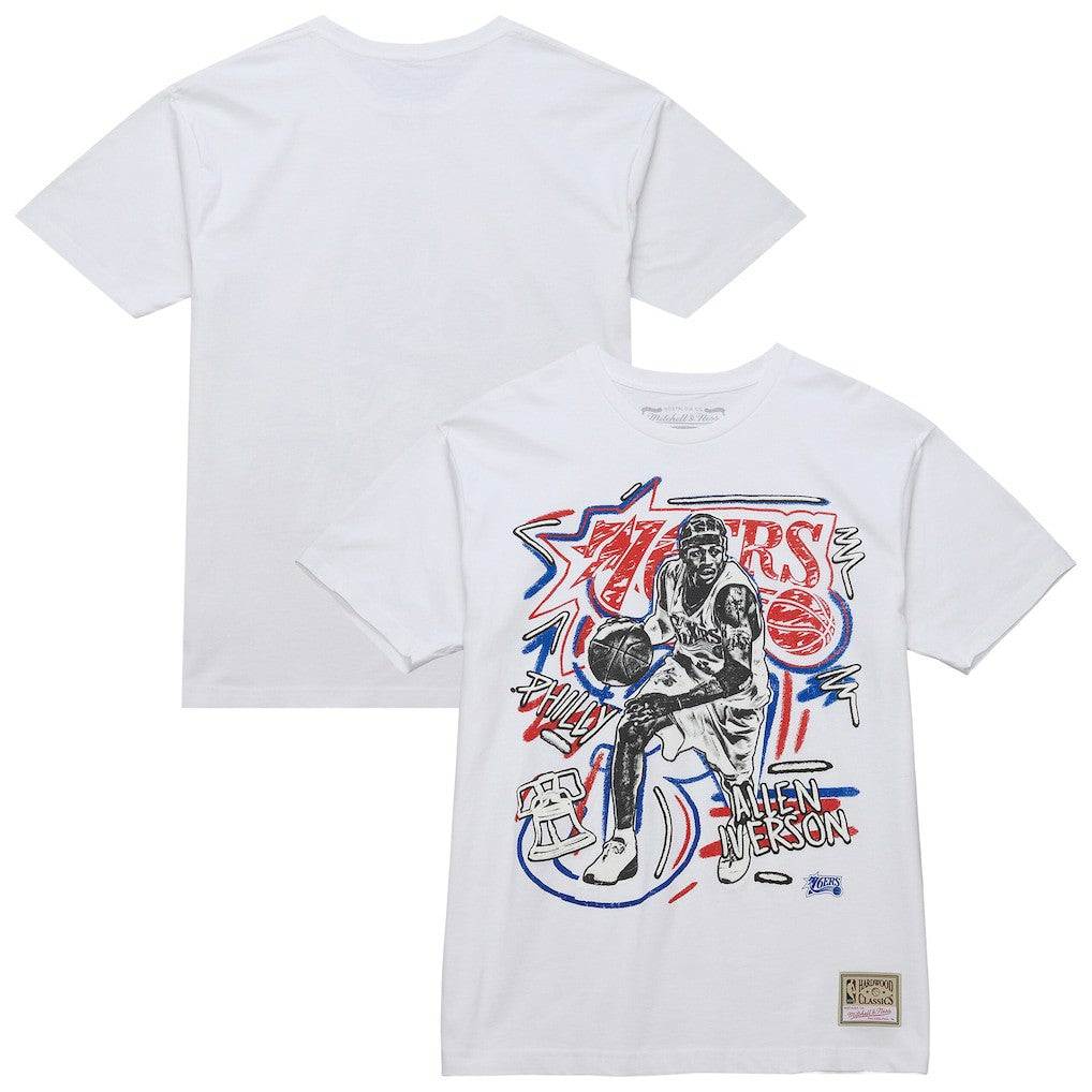 Allen Iverson Philadelphia 76ers Hardwood Classics Chalked Up T-Shirt White - Mitchell & Ness