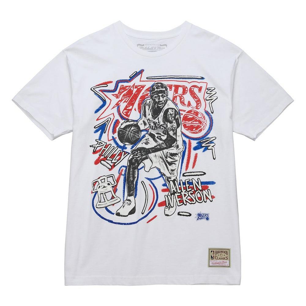 Allen Iverson Philadelphia 76ers Hardwood Classics Chalked Up T-Shirt White - Mitchell & Ness