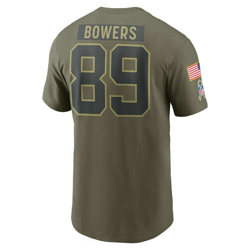 Brock Bowers Las Vegas Raiders 2025 Salute to Service Name & Number T-Shirt - Olive T-shirts