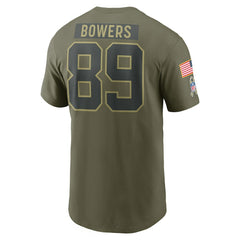 Brock Bowers Las Vegas Raiders 2025 Salute to Service Name & Number T-Shirt - Olive T-shirts