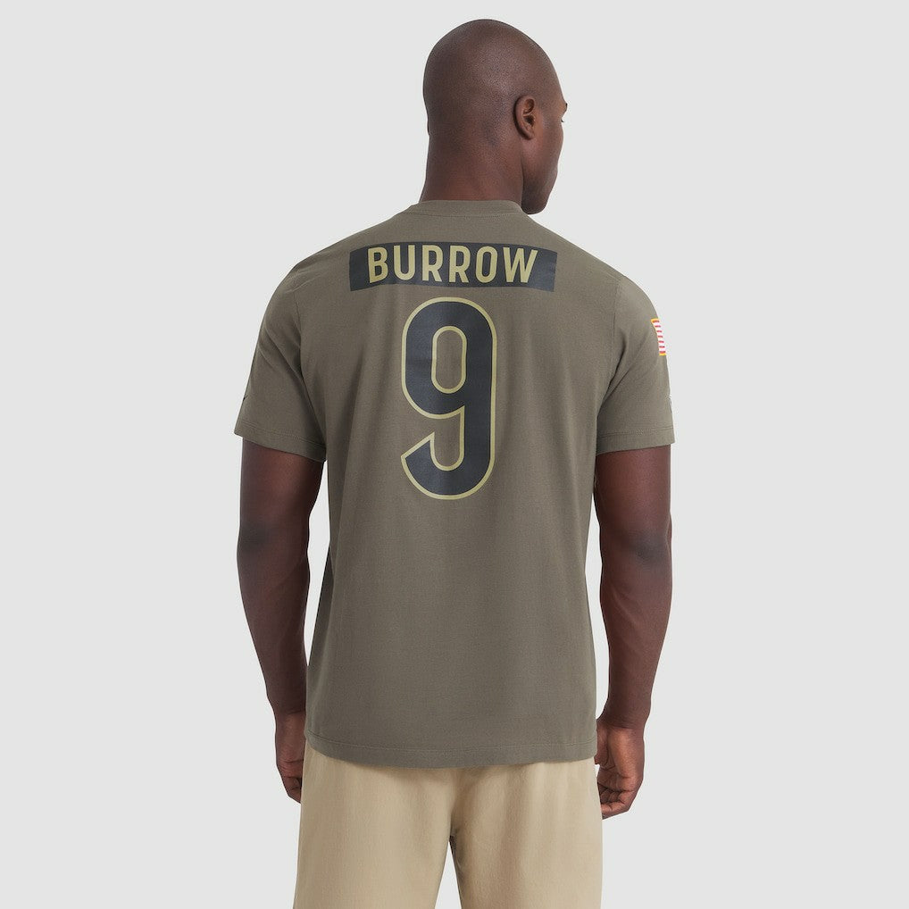 Joe Burrow Cincinnati Bengals 2025 Salute to Service Name & Number T-Shirt - Olive T-shirts