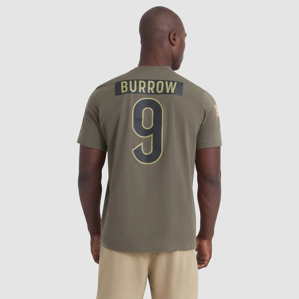Joe Burrow Cincinnati Bengals 2025 Salute to Service Name & Number T-Shirt - Olive T-shirts