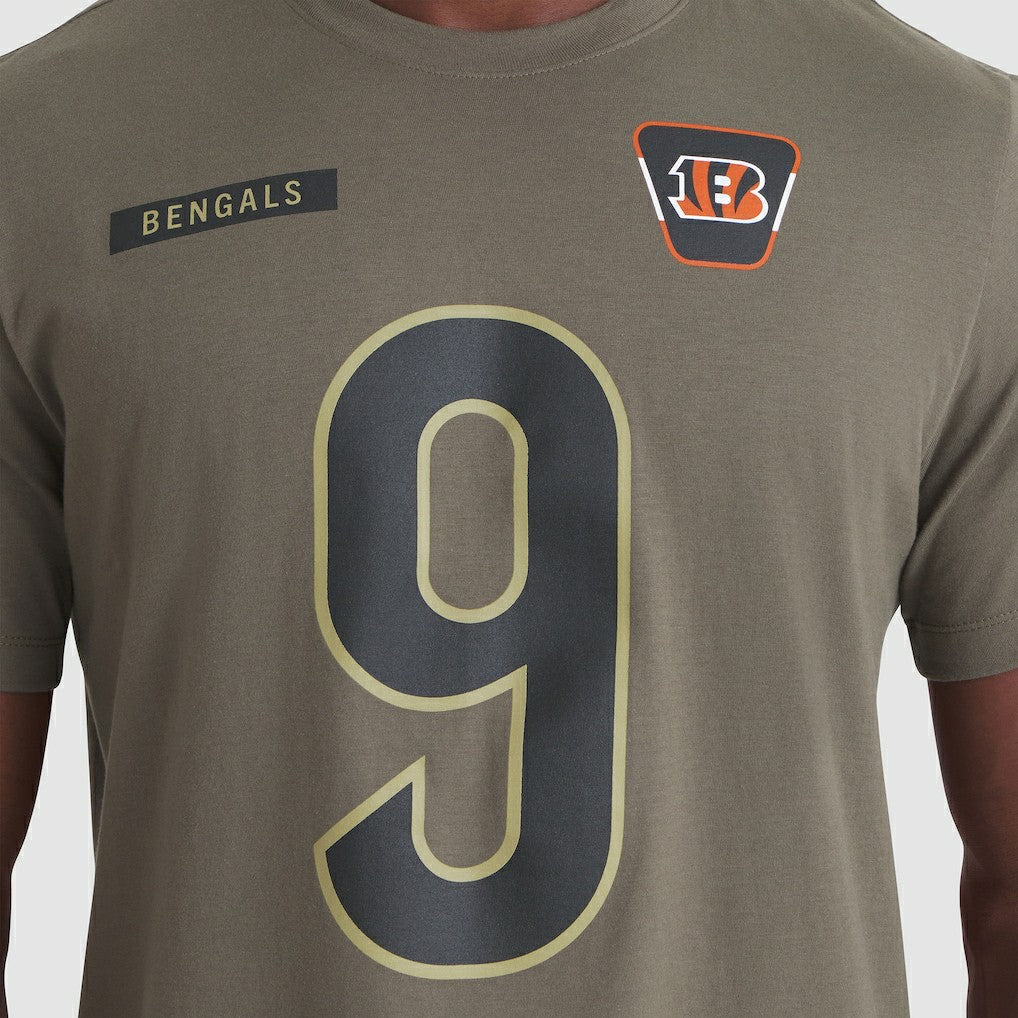 Joe Burrow Cincinnati Bengals 2025 Salute to Service Name & Number T-Shirt - Olive T-shirts