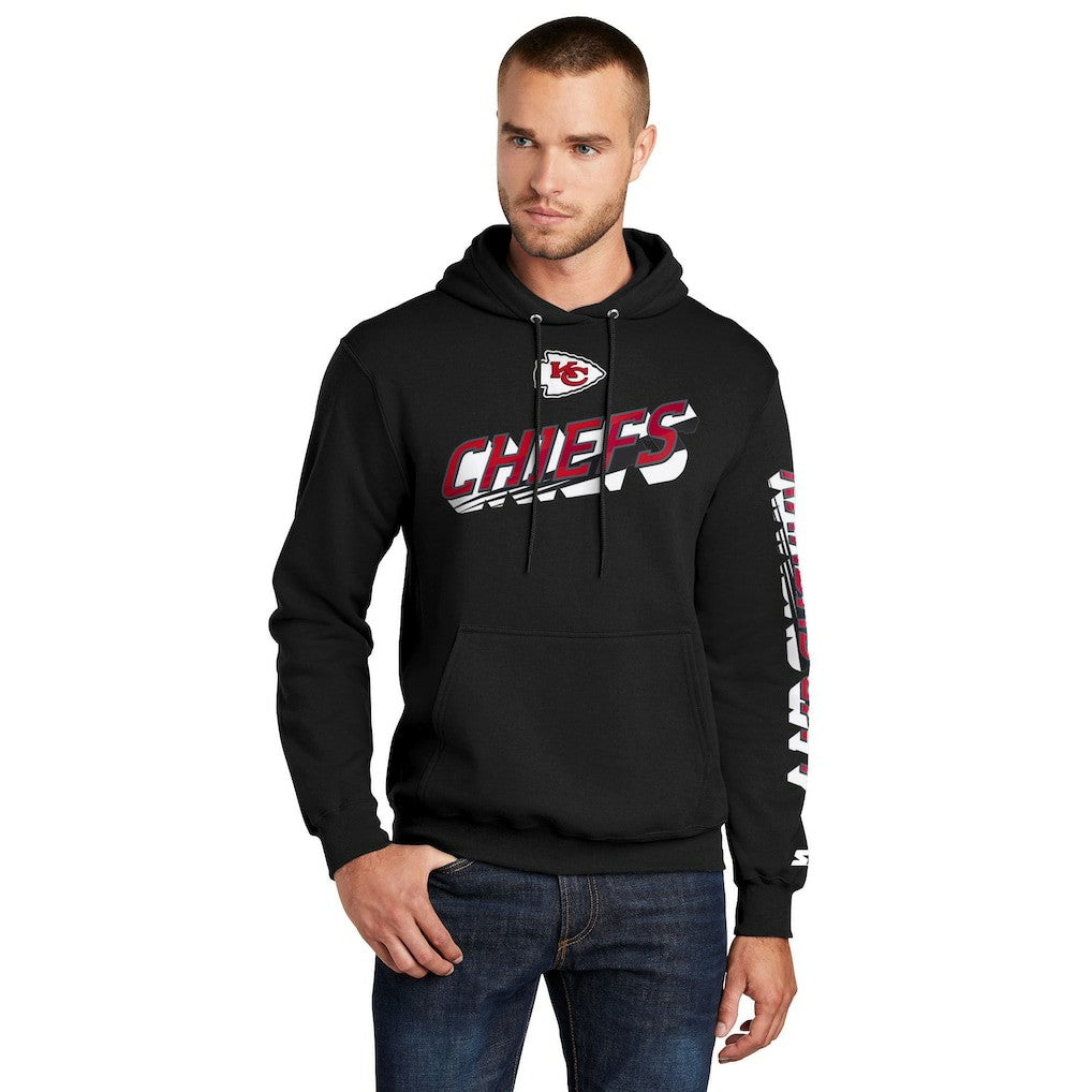 Kansas City Chiefs Starter Wordmark Logo Pullover Hoodie - Black Hoodies
