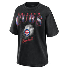 Chicago Cubs WEAR by Erin Andrews Women's Oversized Boyfriend T-Shirt - Charcoal T-shirts