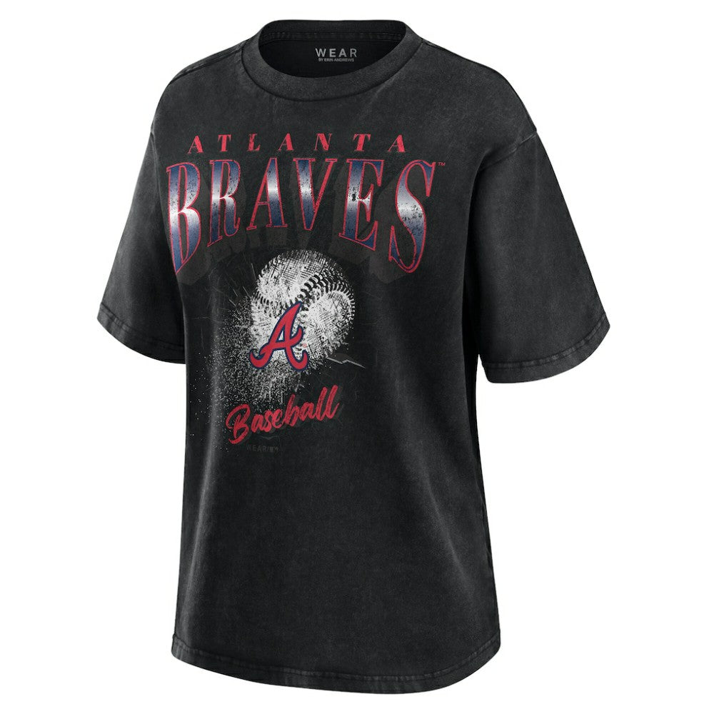 Atlanta Braves WEAR by Erin Andrews Women's Oversized Boyfriend T-Shirt - Charcoal T-shirts