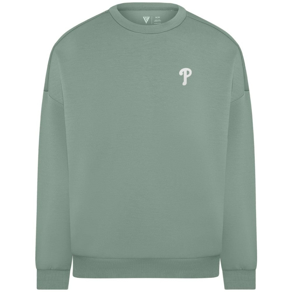 Philadelphia Phillies Levelwear Women's Luxe Signature Tri-Blend Pullover Sweatshirt - Sage Green Pullover