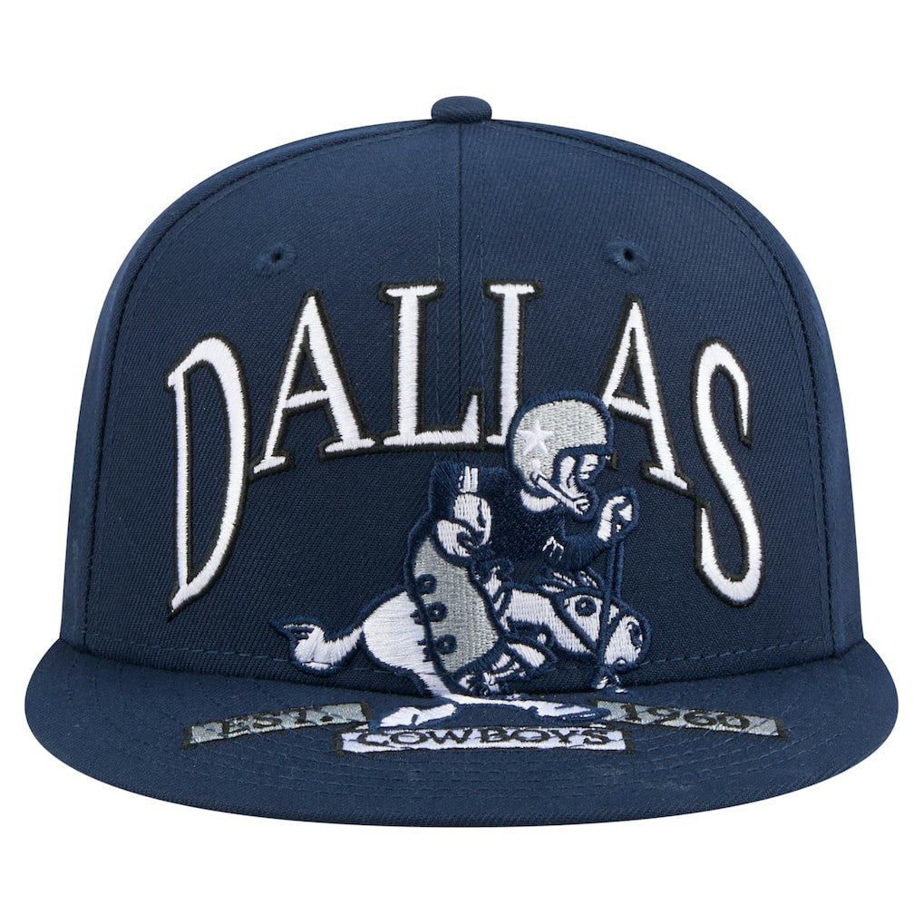 Dallas Cowboys New Era Throwback Oversized 59FIFTY Fitted Hat - Navy Hats