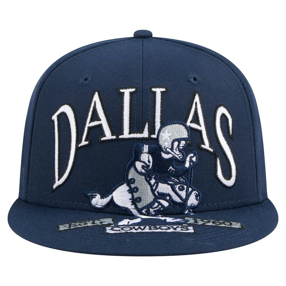 Dallas Cowboys New Era Throwback Oversized 59FIFTY Fitted Hat - Navy Hats