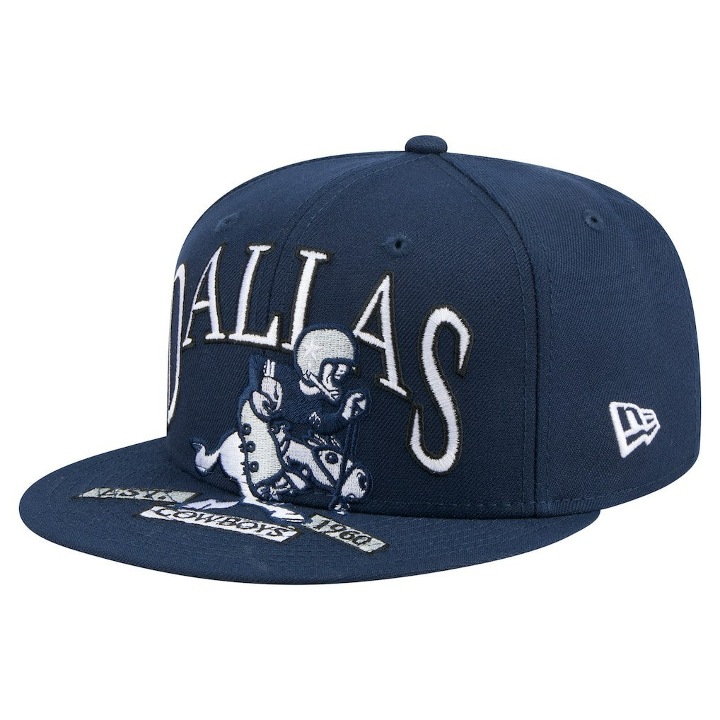 Dallas Cowboys New Era Throwback Oversized 59FIFTY Fitted Hat - Navy Hats