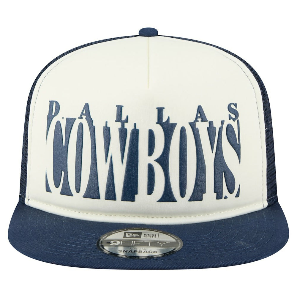 Dallas Cowboys New Era Cutout A-Frame 9FIFTY Snapback Hat - Cream/Navy Hats