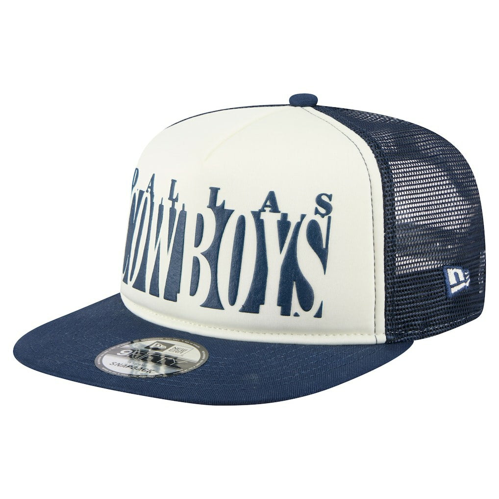 Dallas Cowboys New Era Cutout A-Frame 9FIFTY Snapback Hat - Cream/Navy Hats