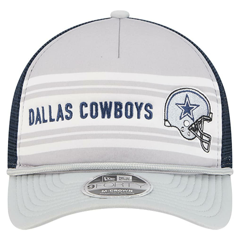 Dallas Cowboys New Era Linear A-Frame 9FORTY Adjustable Hat - Silver/Navy Hats