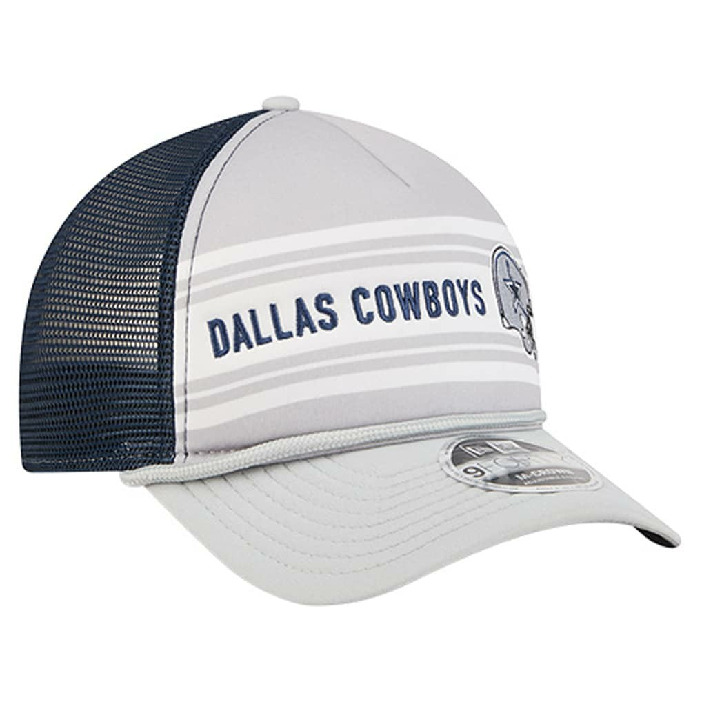 Dallas Cowboys New Era Linear A-Frame 9FORTY Adjustable Hat - Silver/Navy Hats
