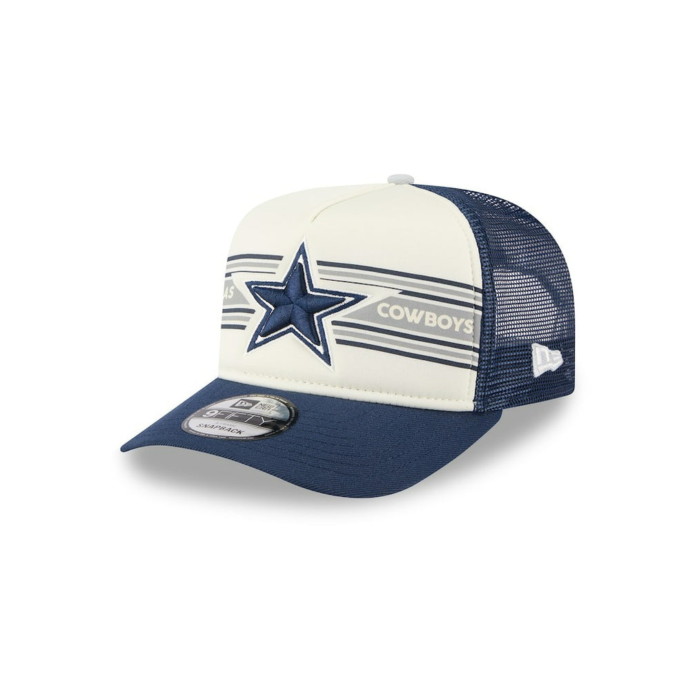 Dallas Cowboys New Era Banner A-Frame 9FIFTY Snapback Hat - Cream/Navy Hats
