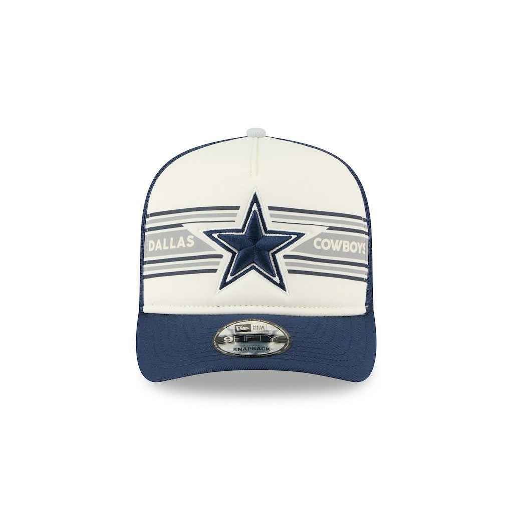 Dallas Cowboys New Era Banner A-Frame 9FIFTY Snapback Hat - Cream/Navy Hats