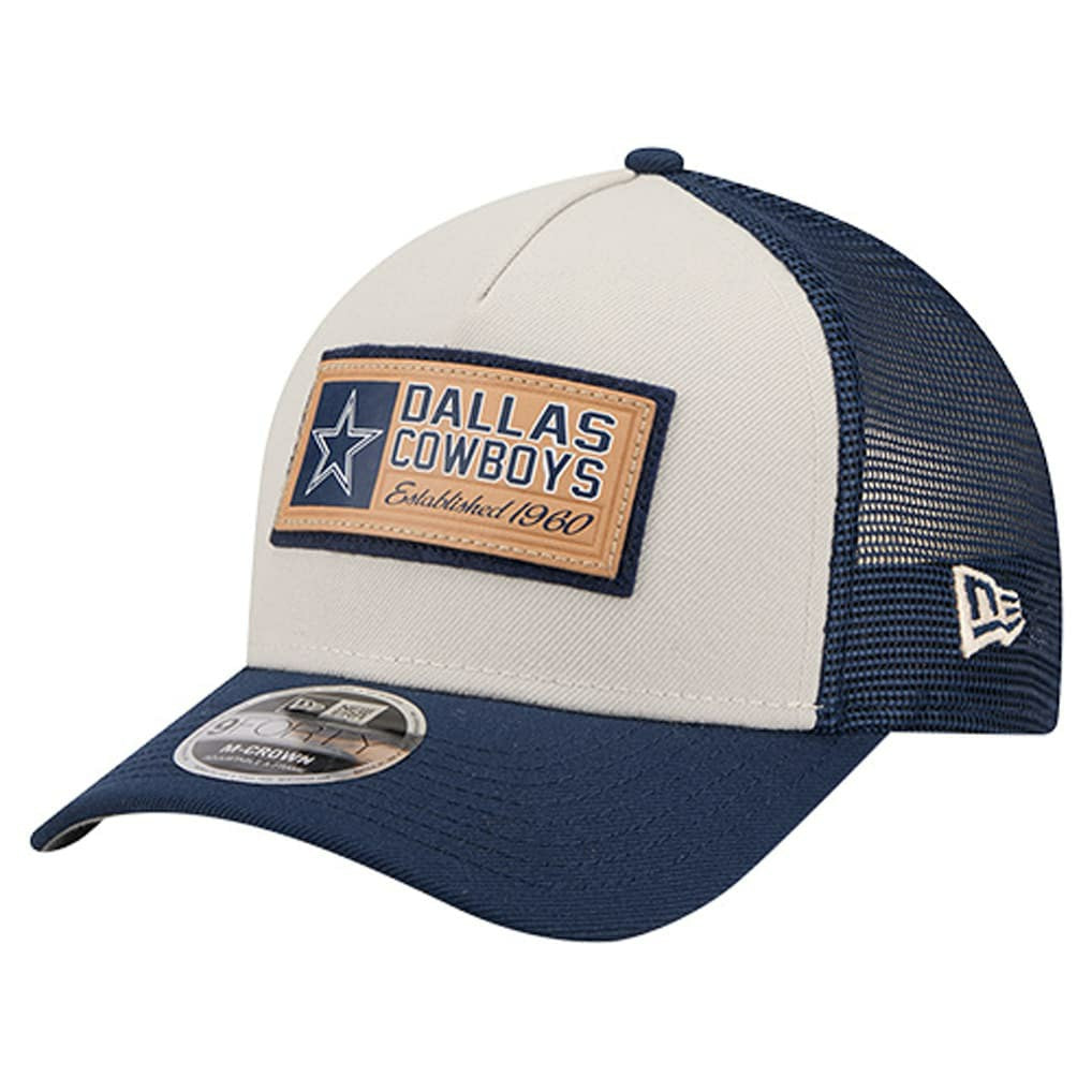 Dallas Cowboys New Era Two-Tone Text 9FORTY M-Crown Adjustable Hat - Stone/Navy Hats